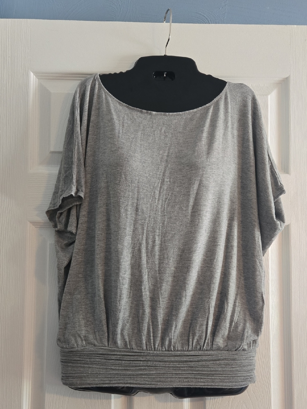 Max Studio Light Heather Gray Dolman Top with Ribbed Hem